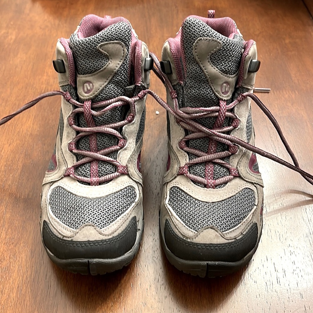 Merrell-Select grip trail hiking boots with air cushion.
